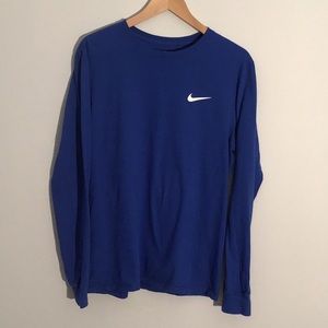Nike Royal Blue Crew Neck Long Sleeve T-Shirt Athletic Cut Mens size Medium